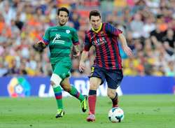 L'attaquant du Barça Lionel Messi, contre Levant, le 18 août 2013 à Barcelone Josep Lago (AFP)